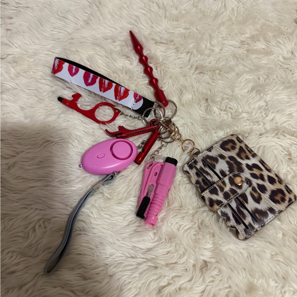 Leopard Print safety Keychain Set